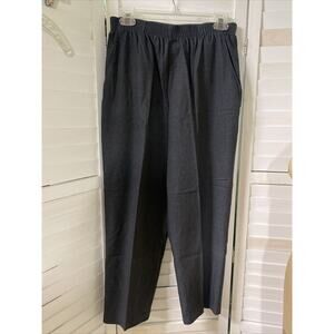 Vintag Briggs New York Women's Petite Black Gray Cropped Pants Elastic Waist 12P
